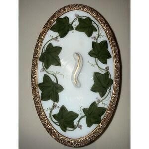 VTG Consolidated Bird of Paradise Oval Covered Candy Dish Charleton Ivy Pattern